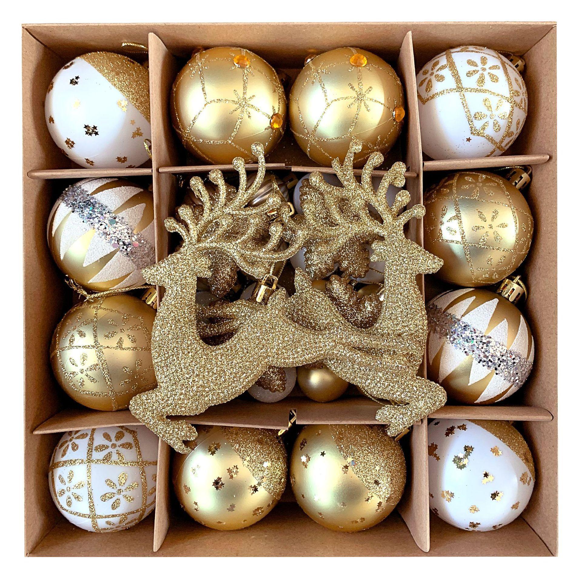 Set de Adornos Navideños de 40 Piezas Blanco-Dorado-0