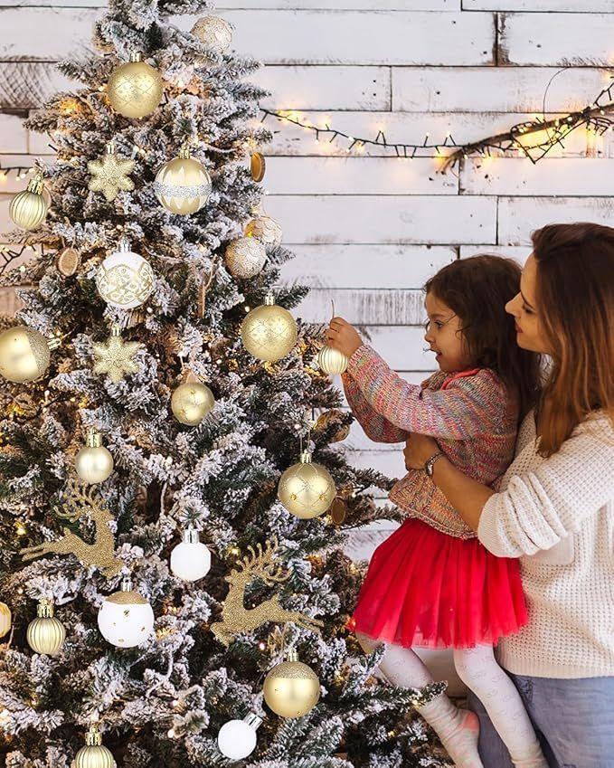 Set de Adornos Navideños de 40 Piezas Blanco-Dorado-3