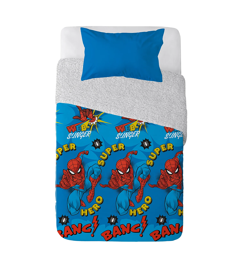 Plumón Infantil Sherpa  ¡Perfecto para Noches Frías! Spiderman-0
