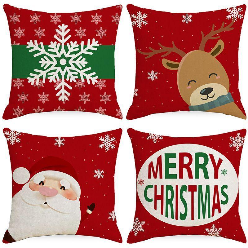 Funda Cojin Navideño Poliéster Flax 45x45cm Merry Christmas-1