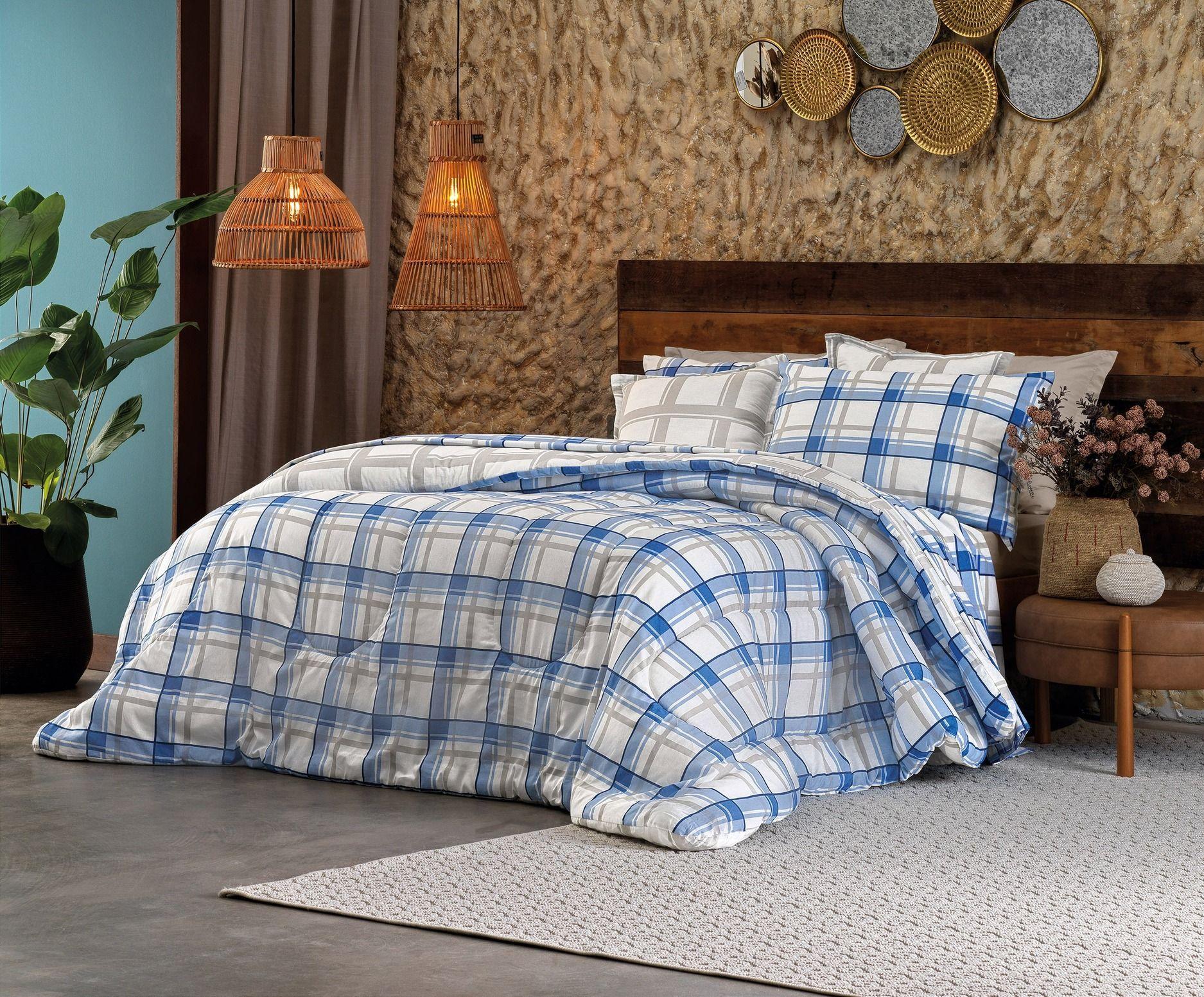 Plumón Reversible 2 Plazas 100% Algodón Tartan-3