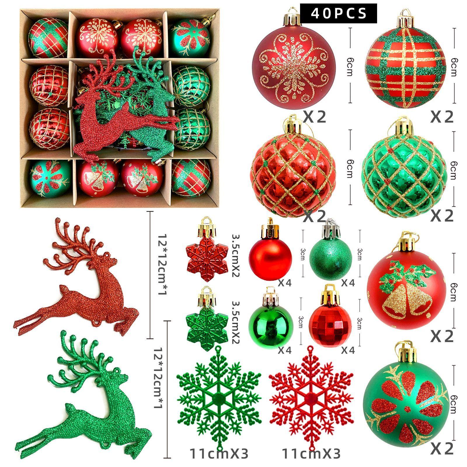 Set de Adornos Navideños de 40 Piezas Rojo-Verde-4