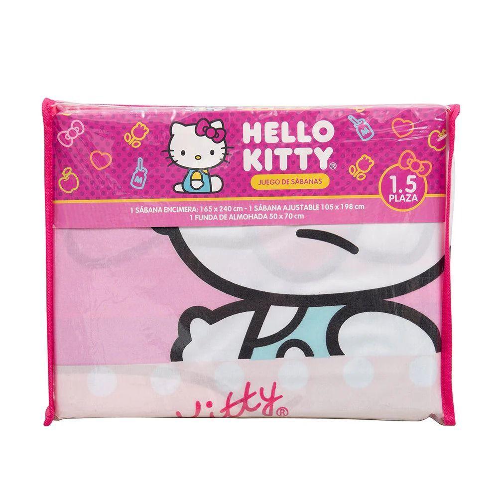 Juego de Sabanas Infantiles Microfibra 1,5 Plazas Hello Kitty Caritas-2