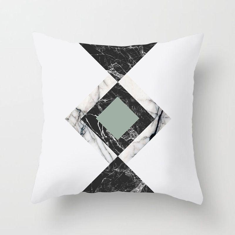 Cojin Moderno Urbano Poliéster 45x45cm Múltiples Diseños Diamante Blanco-Negro-0