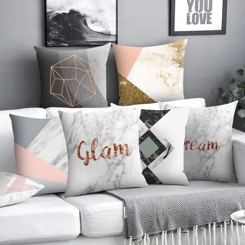 Cojin Moderno Urbano Poliéster 45x45cm Múltiples Diseños Diamante Blanco-Negro-5