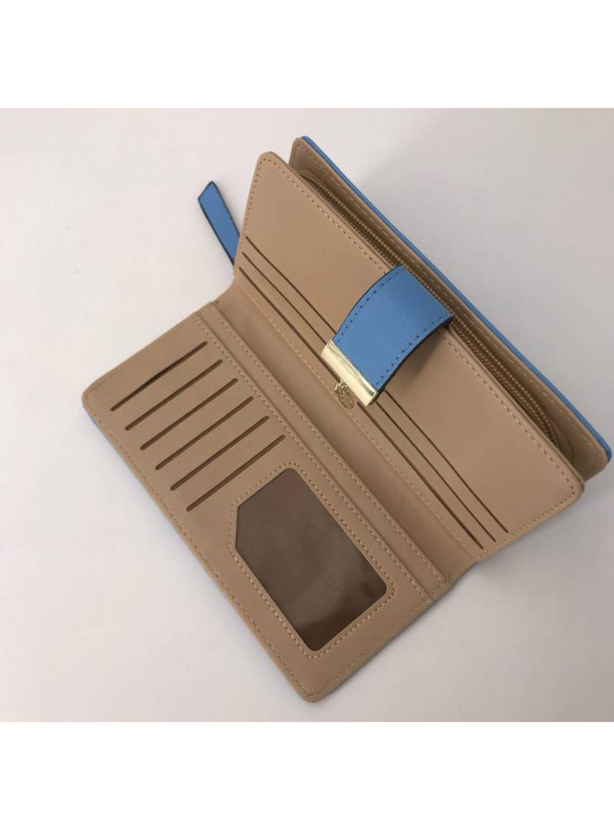 Billetera Cartera Hojas Para Mujer Celeste-1