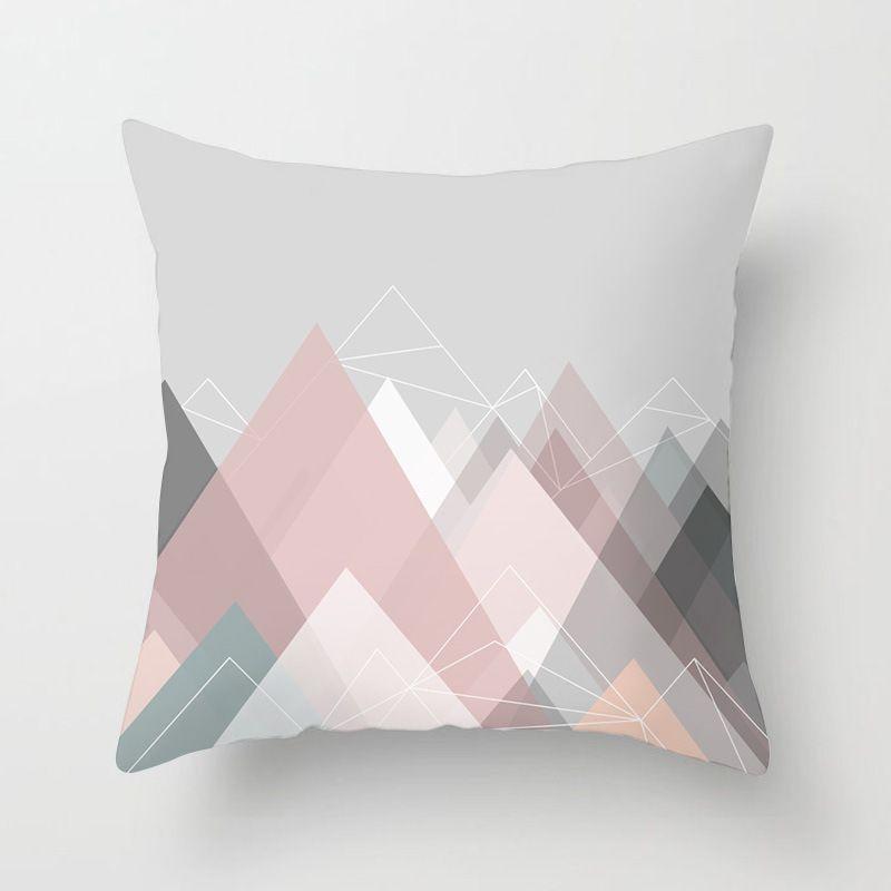 Cojin Moderno Urbano Poliéster 45x45cm Múltiples Diseños Geometría Pastel-0