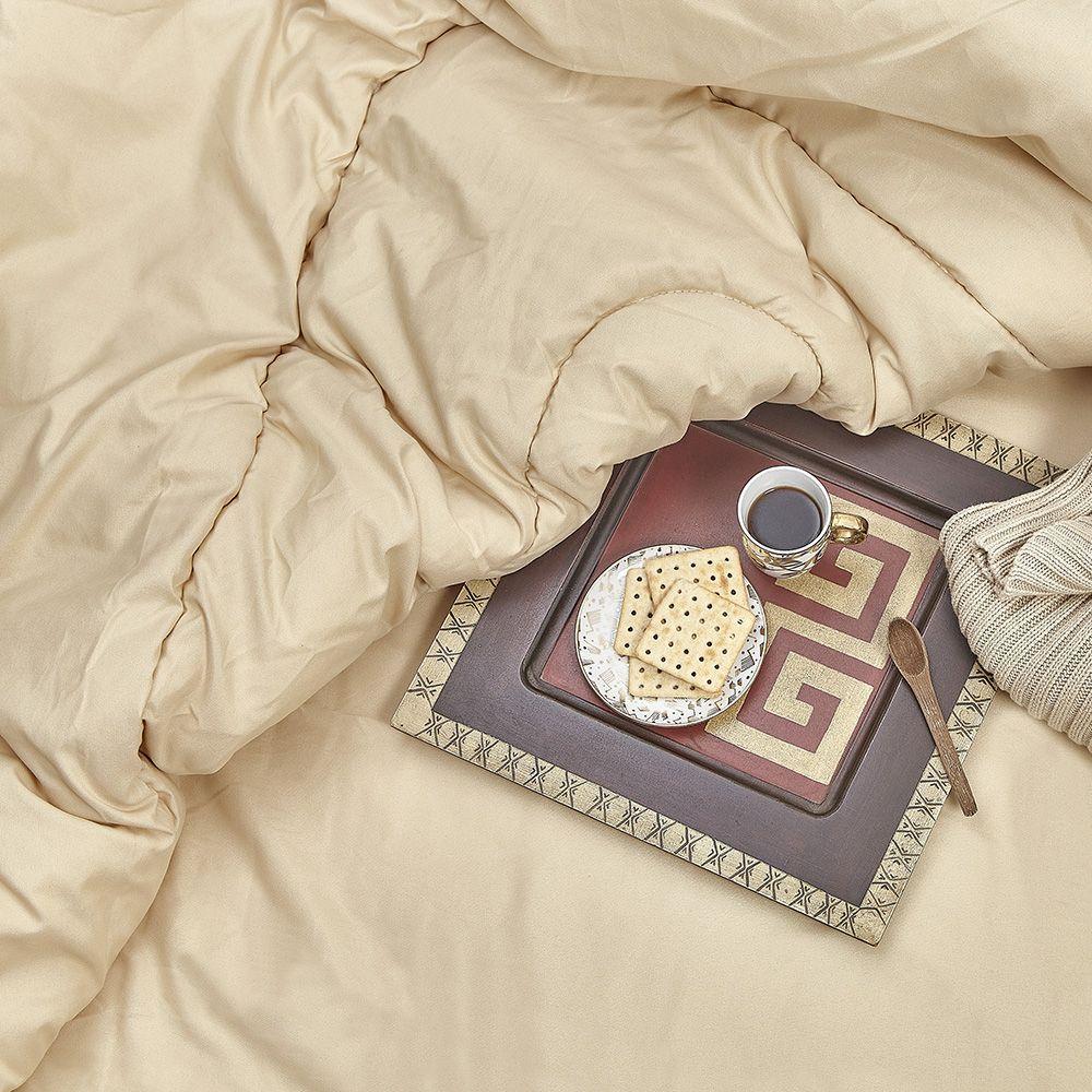 Cubrecama 2 PLAZA Microfibra Peinada Raices Khaki Ama de Casa-1