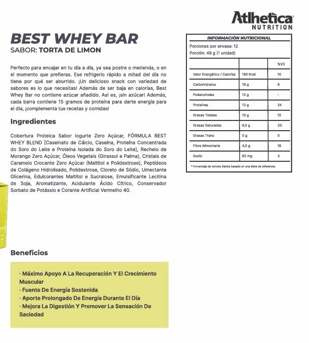 Barras de Proteína Best Whey 12G Atlhetica Nutrition Pie De Limón 12 un-1