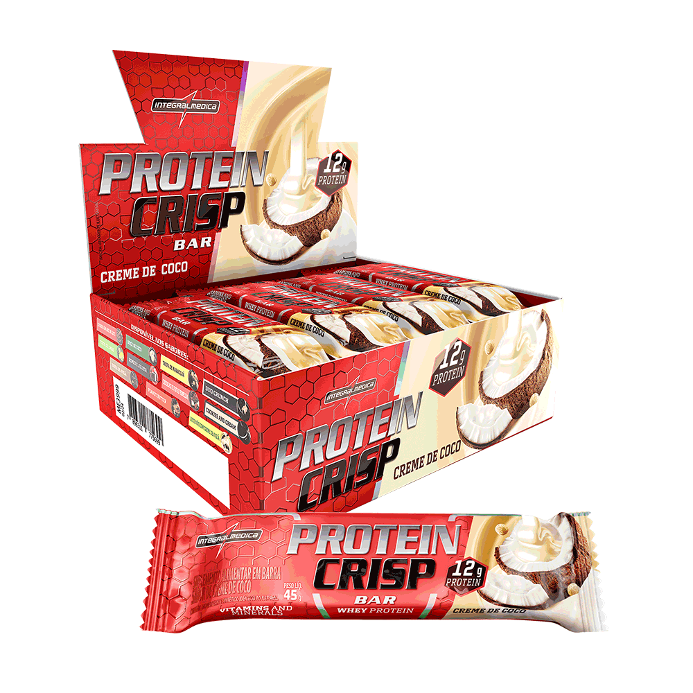 CAJA BARRAS DE PROTEÍNA CRISP INTEGRALMÉDICA - 12 UN - CREMA DE COCO-0