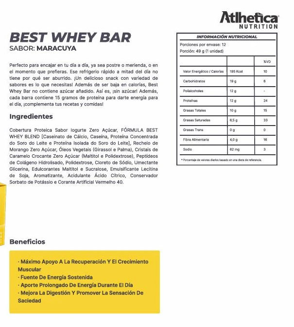 Barras de Proteína Best Whey 12G Atlhetica Nutrition Cheescake De Maracuyá 12 un-1