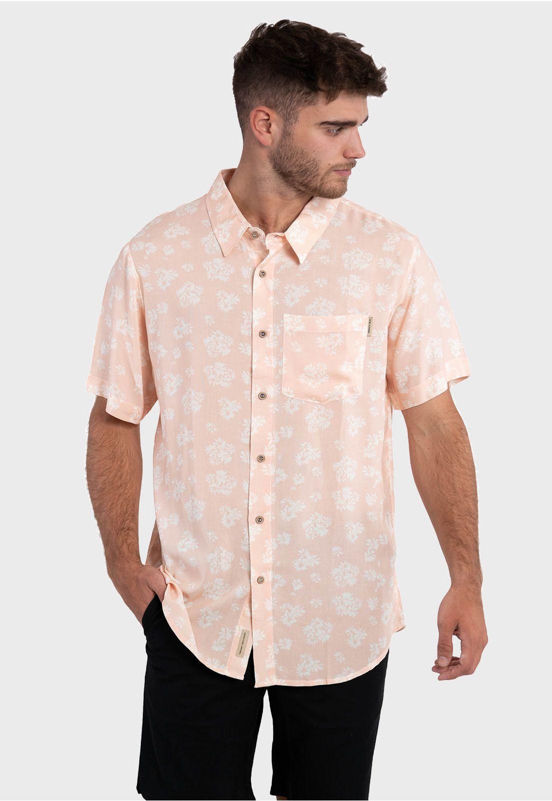 Camisa Guayabera Flowers Rosa Falcone-0