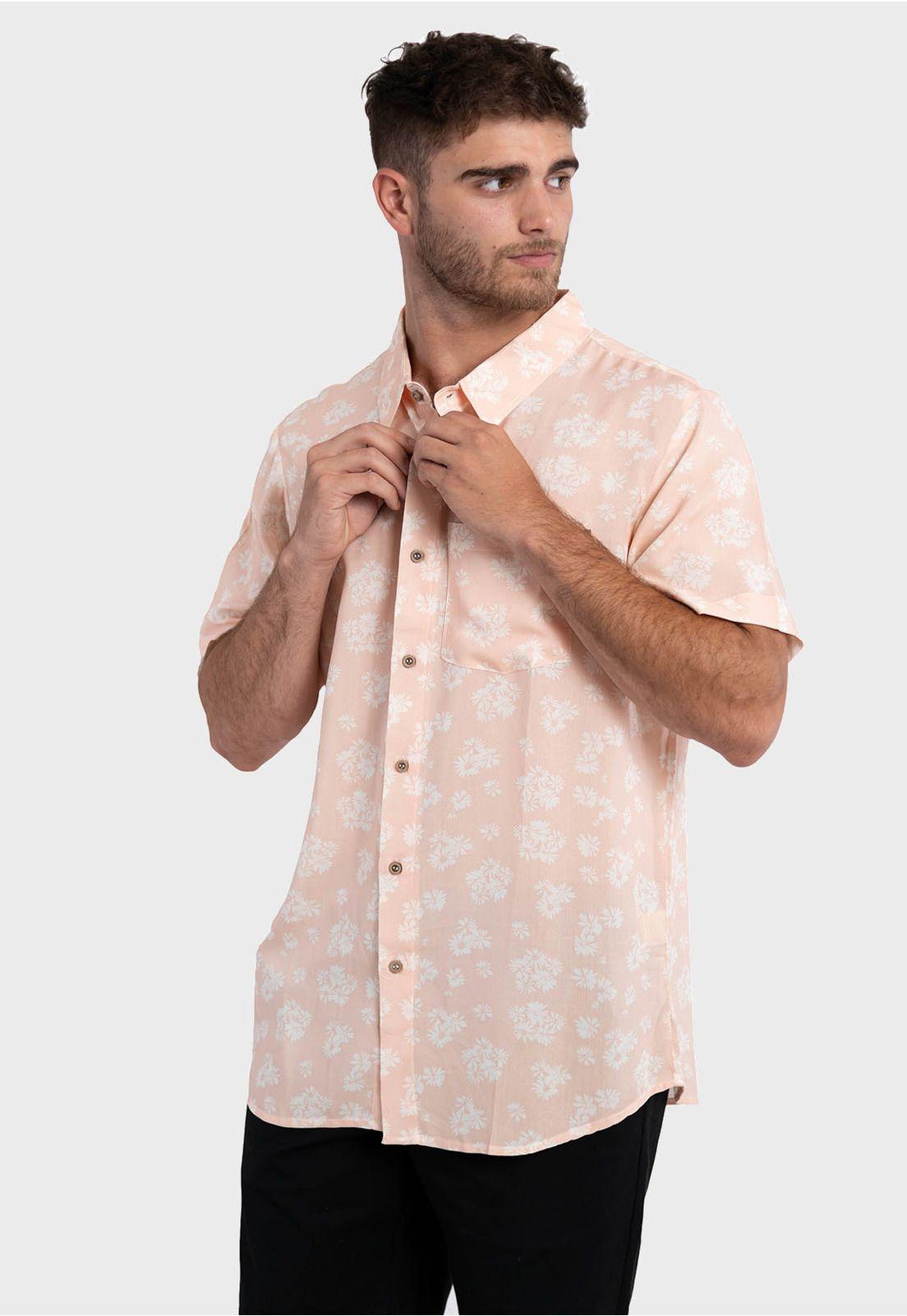 Camisa Guayabera Flowers Rosa Falcone-3
