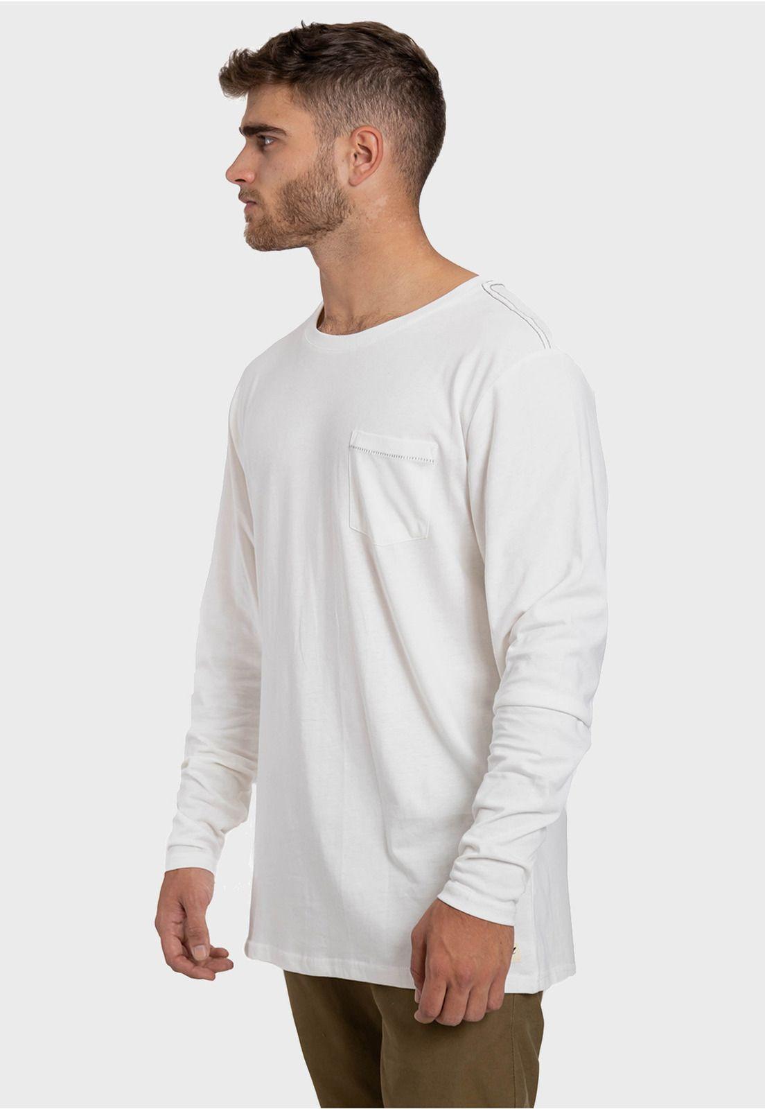 Polera Orgánica M/L C/Bolsillo Blanco Falcone-1