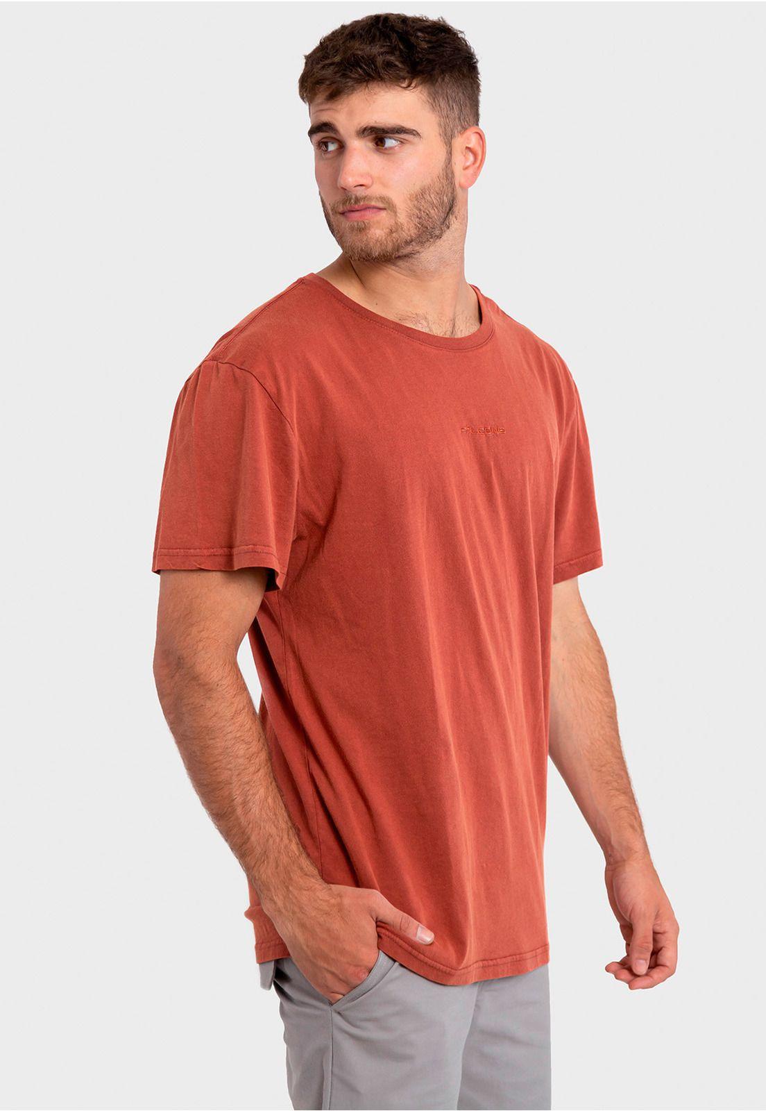 Polera Orgánica Acid Wash Logo Bordado Burdeo Falcone-1