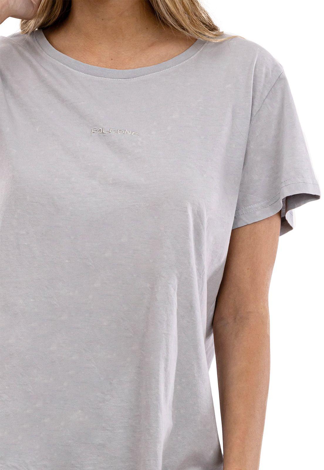 Polera Orgánica Acid Wash Logo Bordado Gris Falcone-3