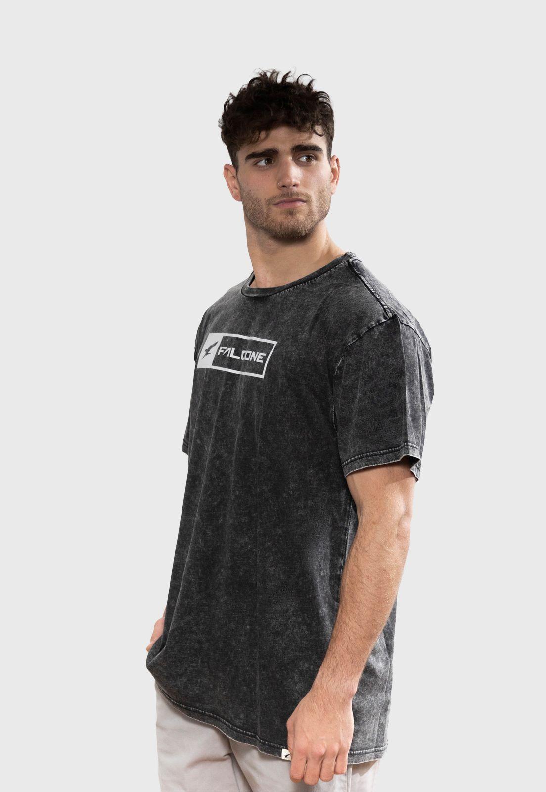 Polera Orgánica Rectangular Negra Logo V2 Falcone -1