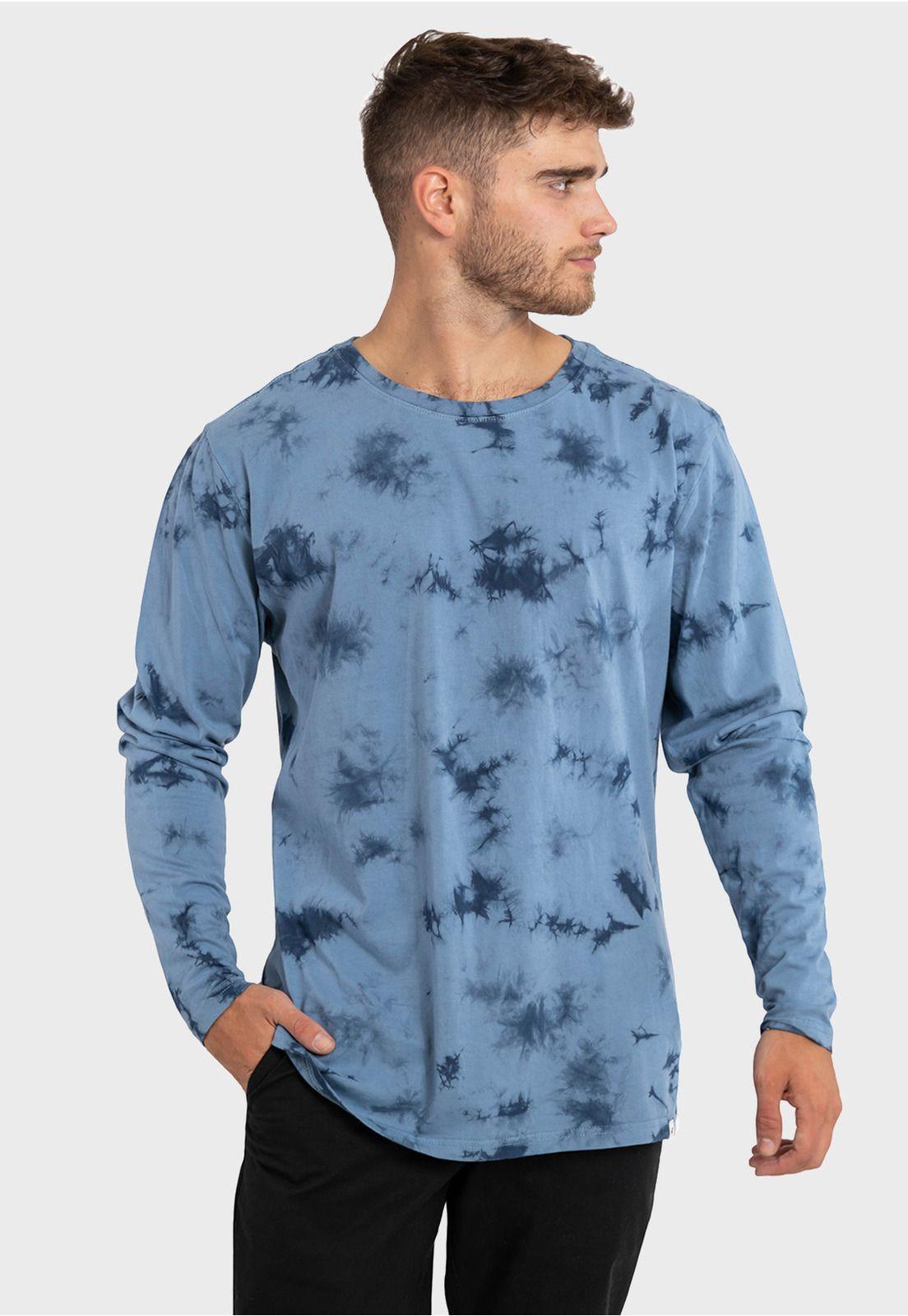 Polera Orgánica M/L Tie Dye Azul Falcone-0