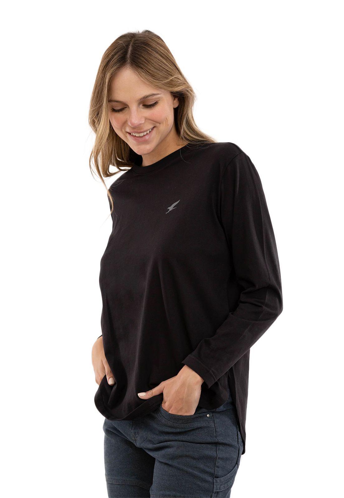 Polera Orgánica M/L Curve-hem Caida Circular Negro Falcone -0