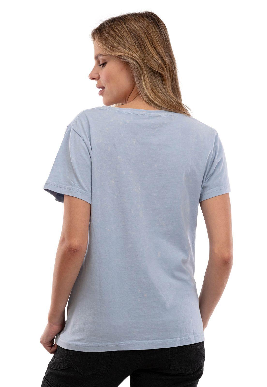 Polera Orgánica Acid Wash Celeste Logo Bordado -2