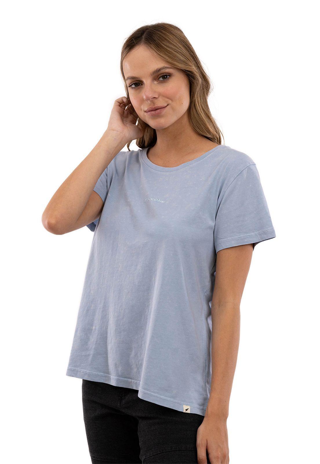 Polera Orgánica Acid Wash Celeste Logo Bordado -1