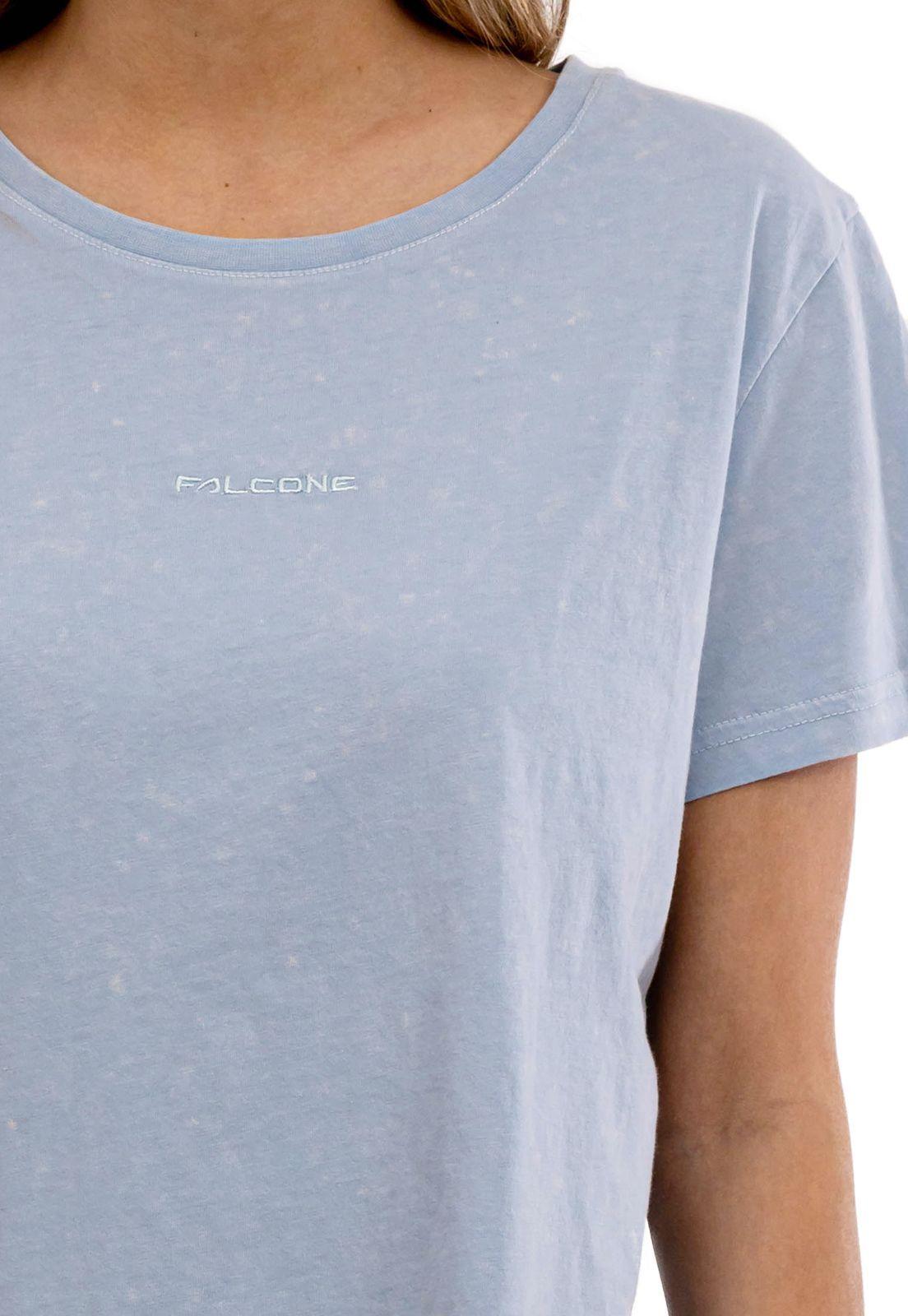 Polera Orgánica Acid Wash Celeste Logo Bordado -3