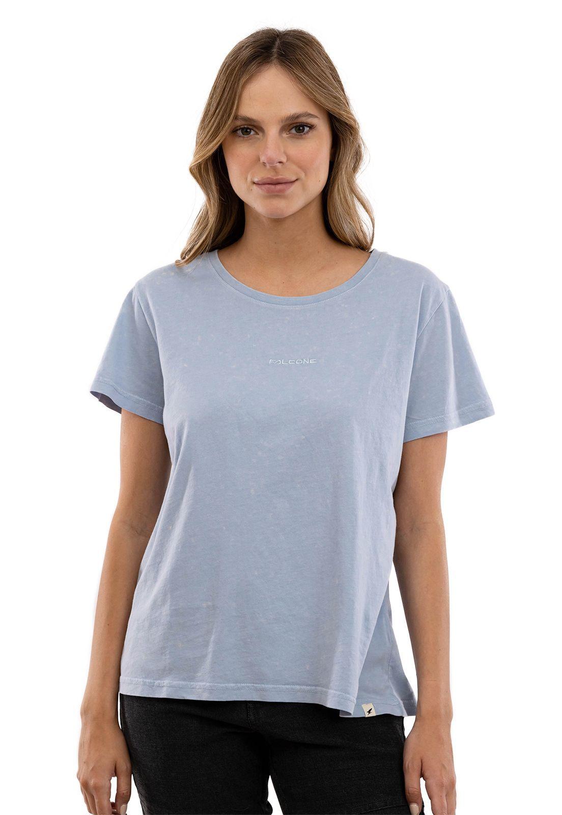 Polera Orgánica Acid Wash Celeste Logo Bordado -0