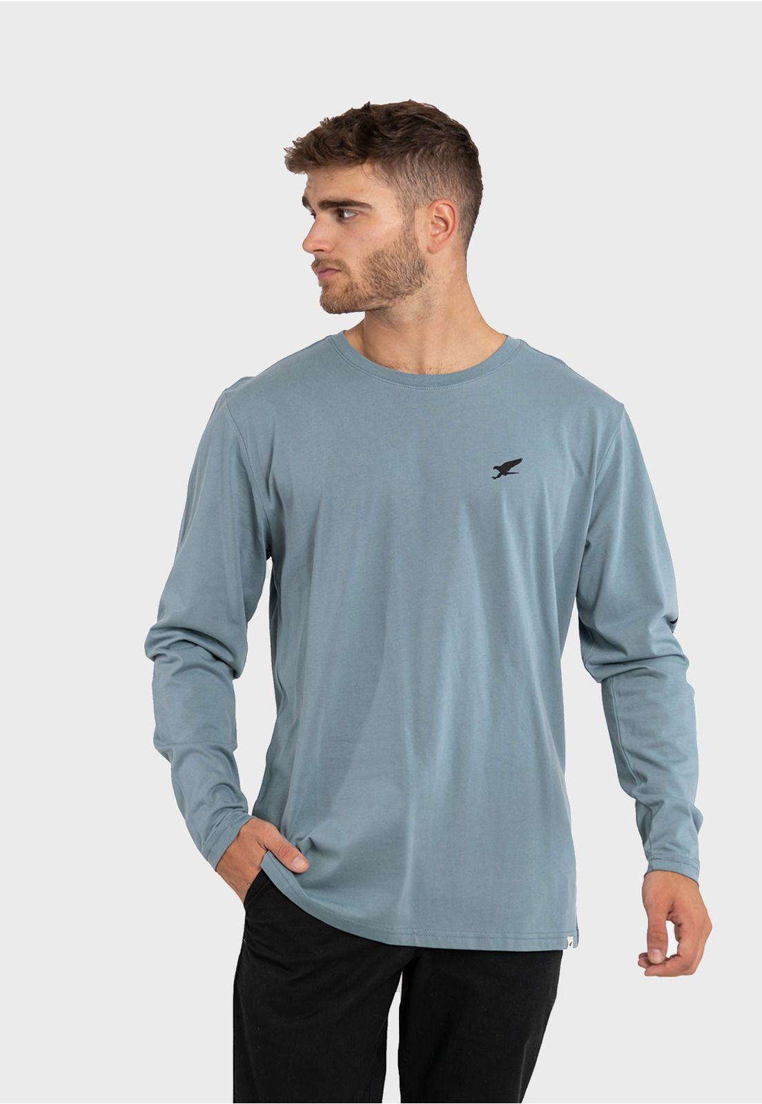 Polera Orgánica M/L Logo Vertical Petróleo Falcone-0