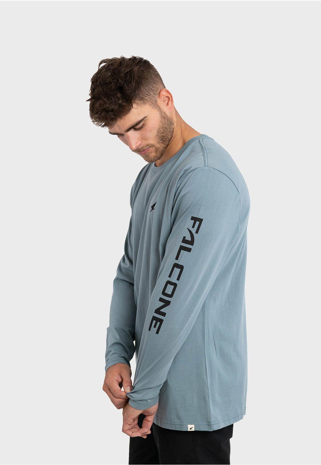 Polera Orgánica M/L Logo Vertical Petróleo Falcone-3