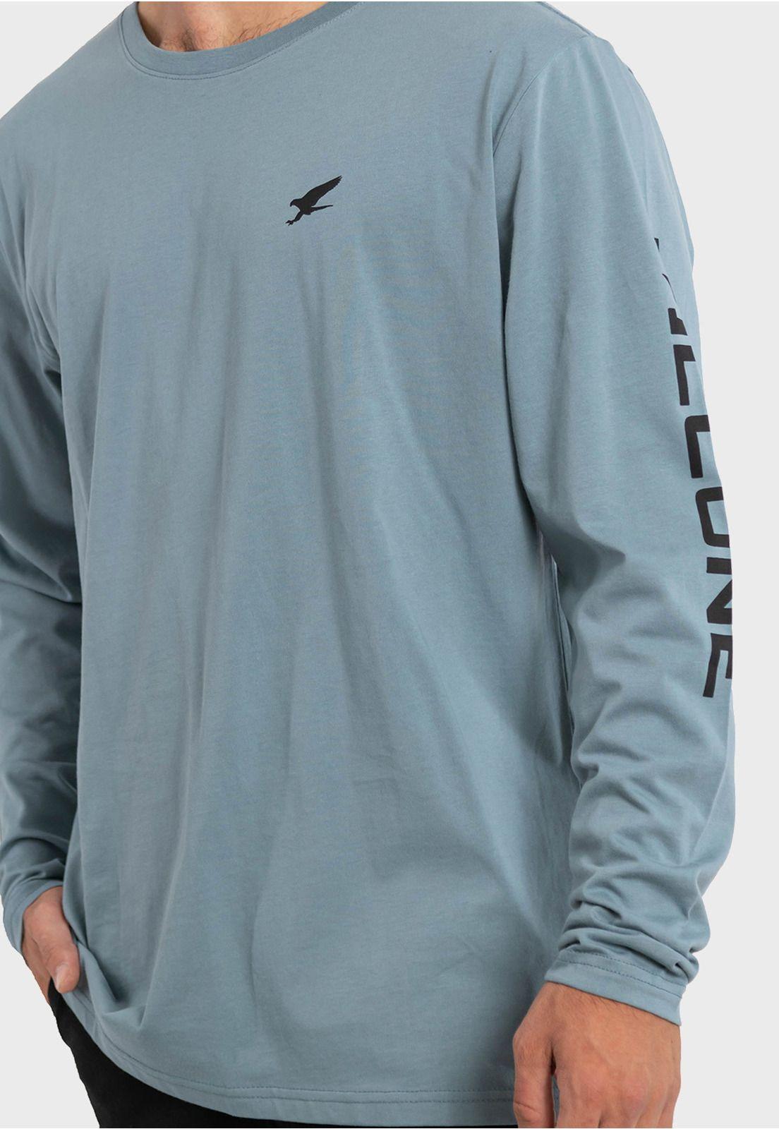 Polera Orgánica M/L Logo Vertical Petróleo Falcone-4