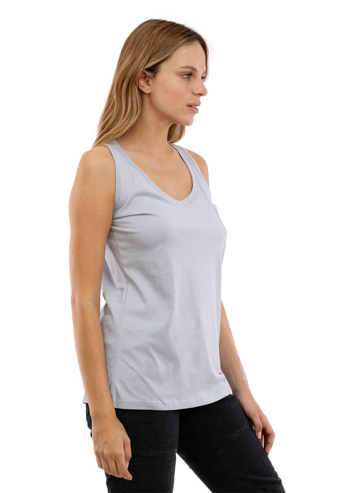 Polera Orgánica sin mangas con Bolsillo Celeste Falcone-1