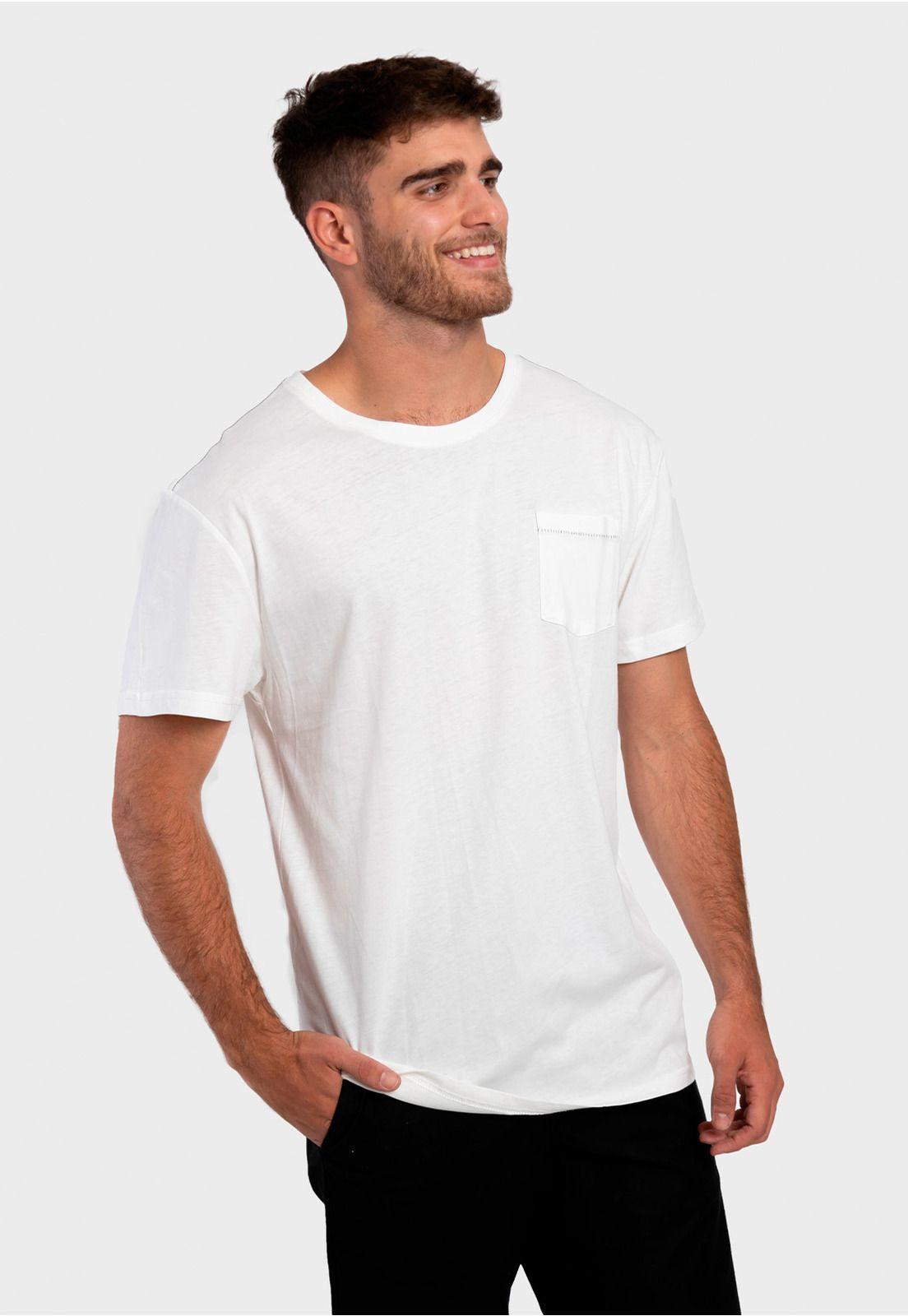 Polera Orgánica con Bolsillo Blanco Falcone-3