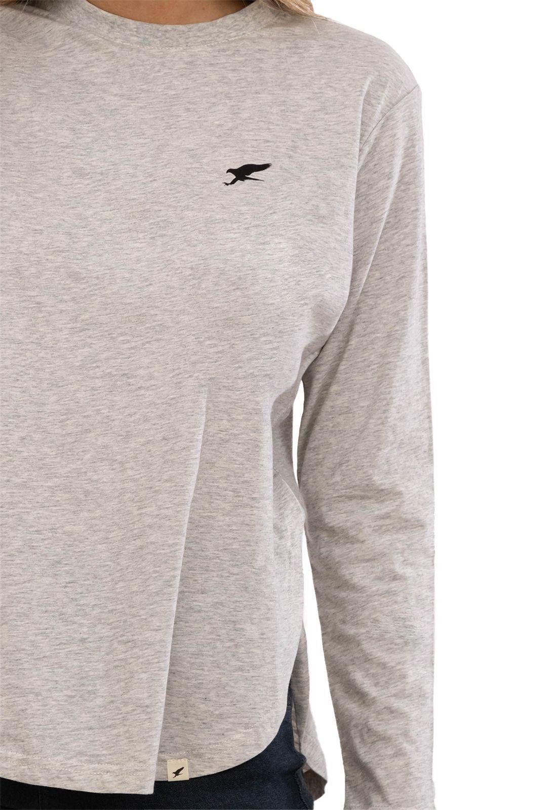 Polera Orgánica M/L Curve-hem Caida Circular Gris Falcone -3