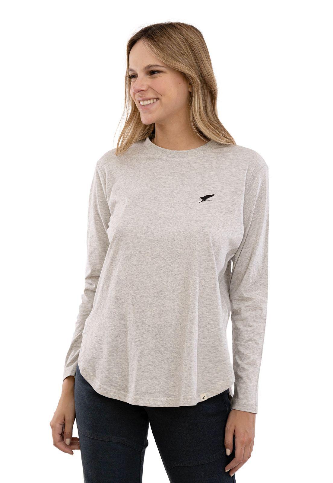 Polera Orgánica M/L Curve-hem Caida Circular Gris Falcone -0