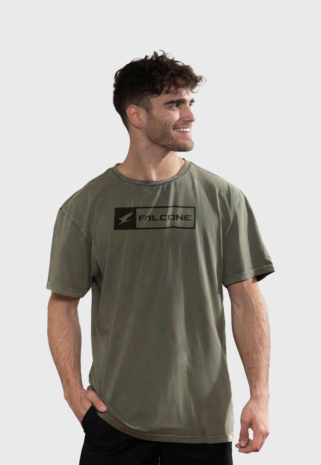 Polera Orgánica Rectangular Verde Logo V2 Falcone -0