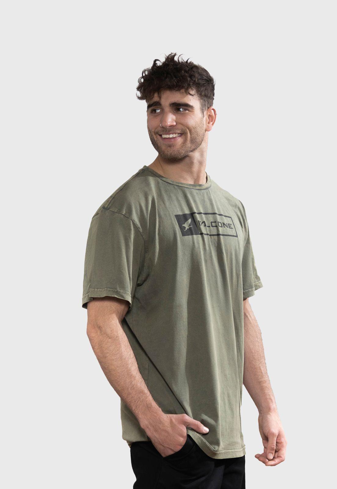 Polera Orgánica Rectangular Verde Logo V2 Falcone -1