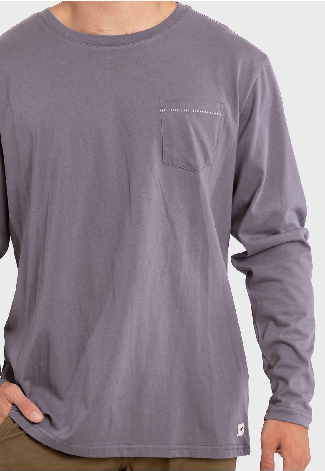 Polera Orgánica M/L C/Bolsillo Gris Falcone-3