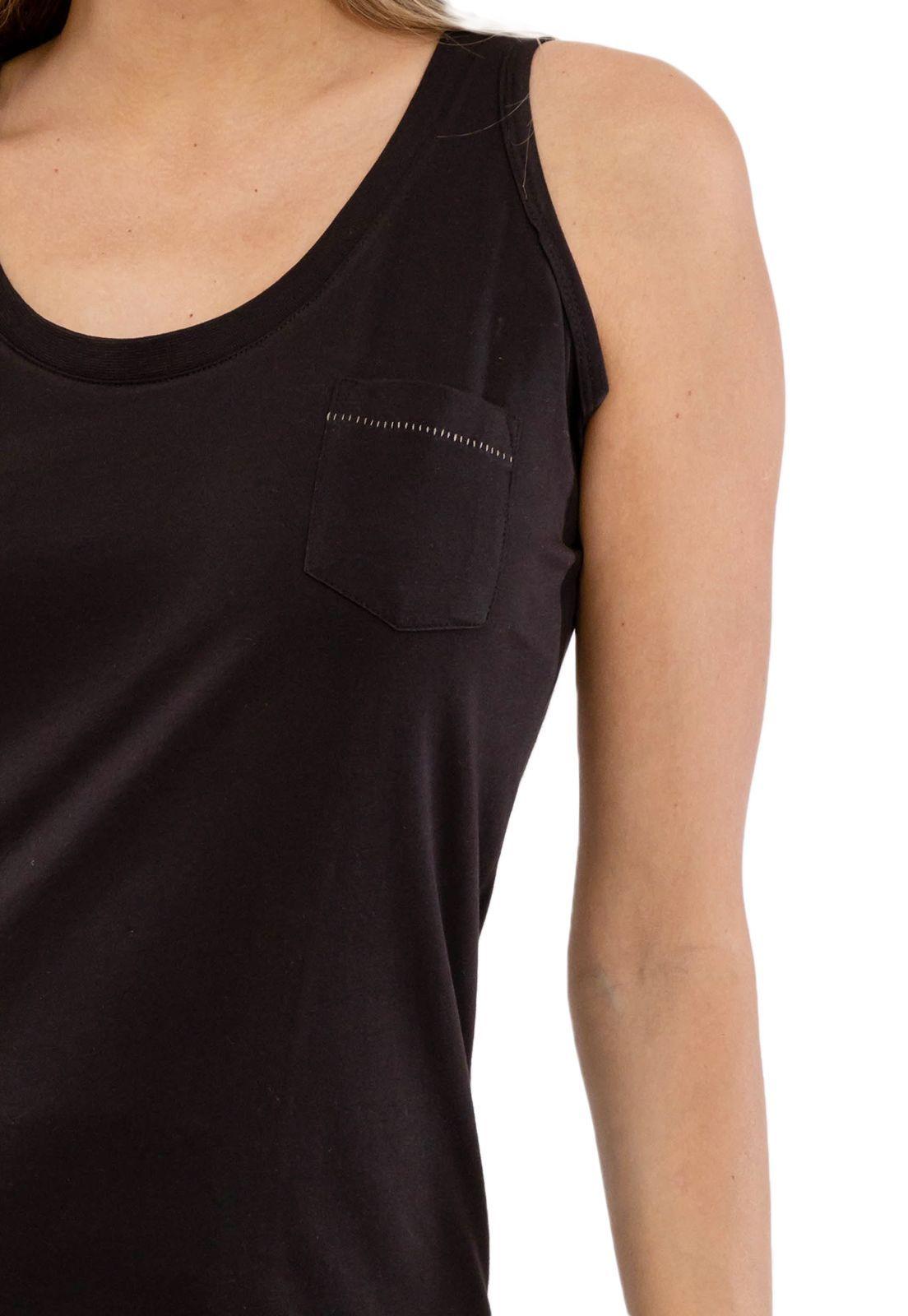 Polera Orgánica sin mangas con Bolsillo Negro Falcone-3