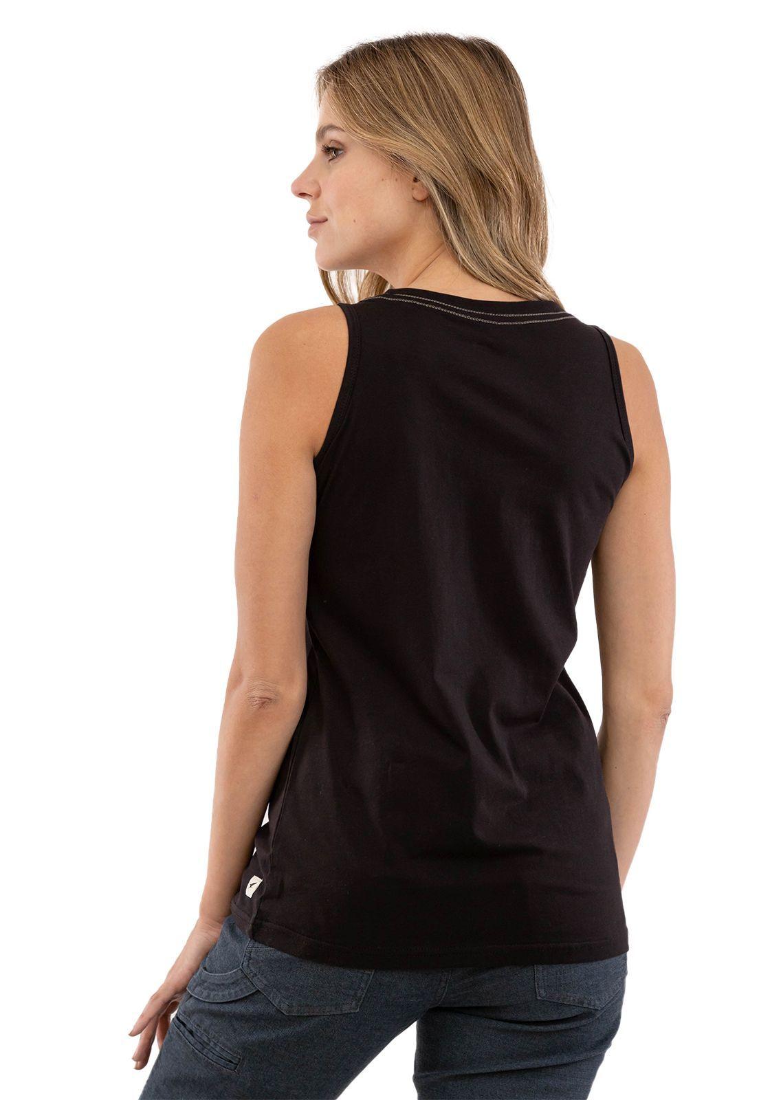 Polera Orgánica sin mangas con Bolsillo Negro Falcone-2