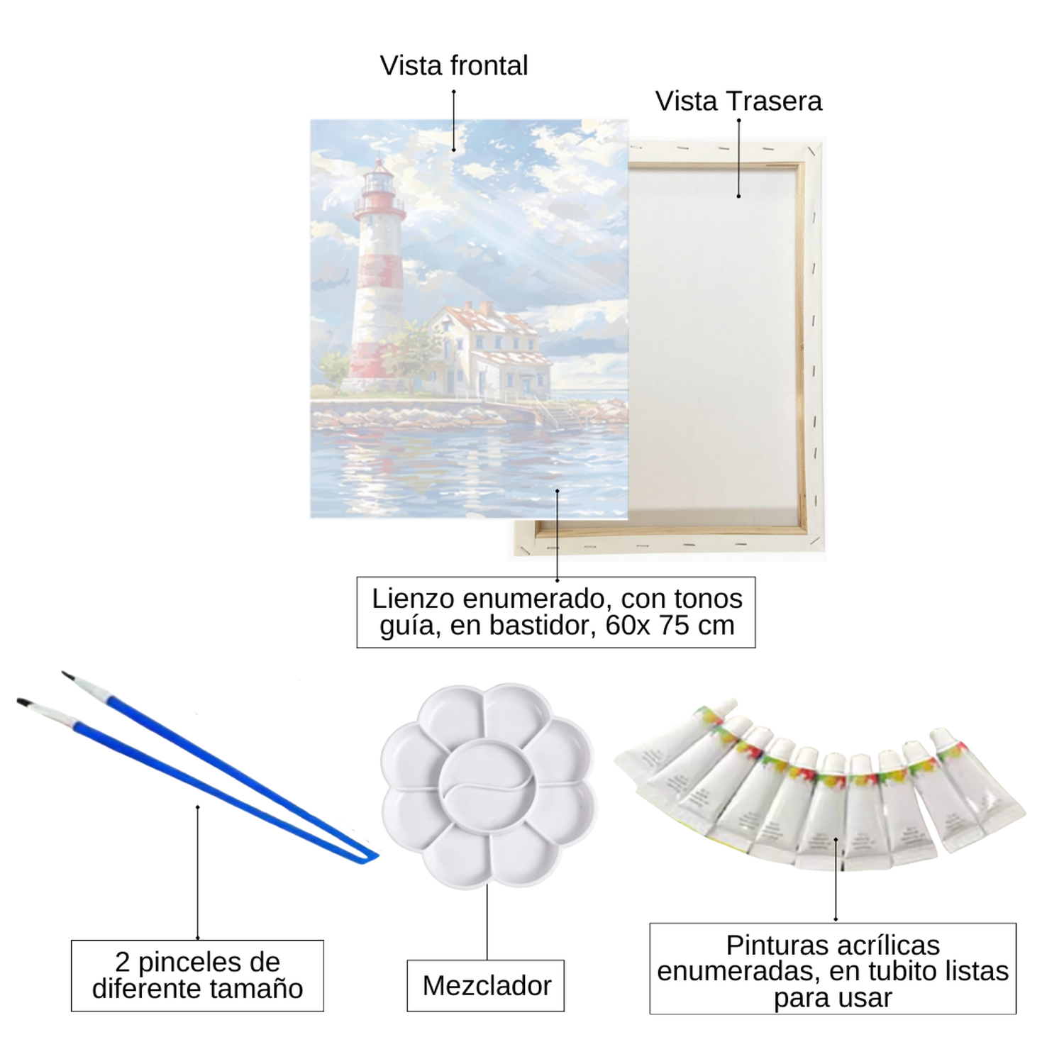 Pintura Con Números En Bastidor 60X75 El Faro - Painting By Numbers-1