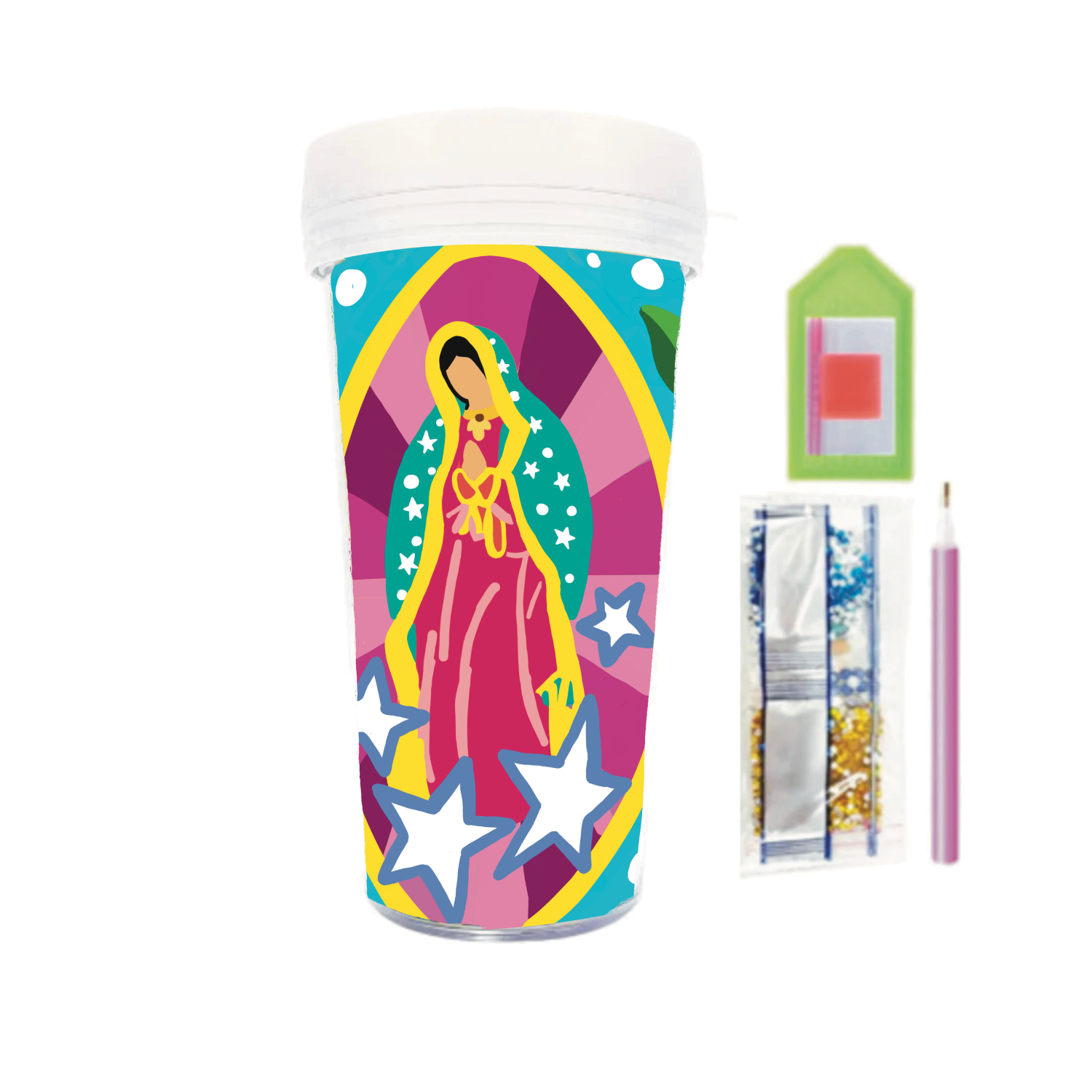 Vaso Pintura con Diamantes - Virgen-1