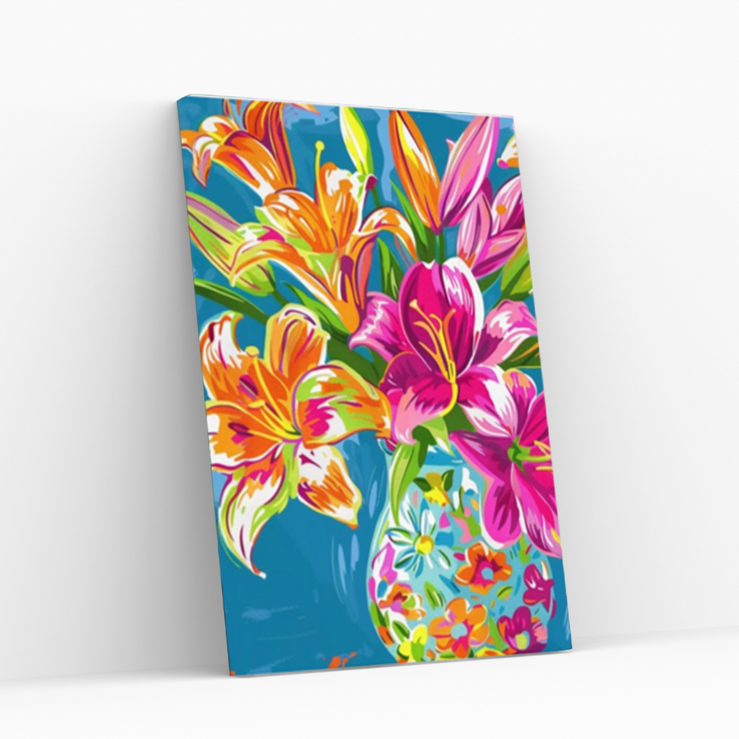 Pintura Con Números En Bastidor 60X75 Florero Fluor - Painting By Numbers-0