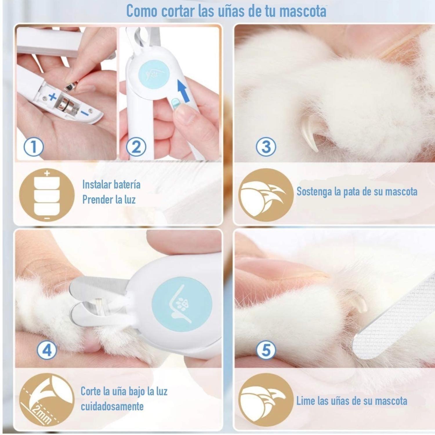 Cortauñas Para Perros Y Gatos Con Luz Led Y Limauñas Mascota-2