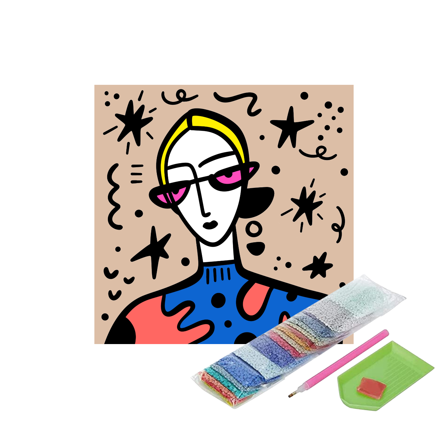 Pintura con Diamantes Fashionista - Diamond Painting 20x20 CM-1