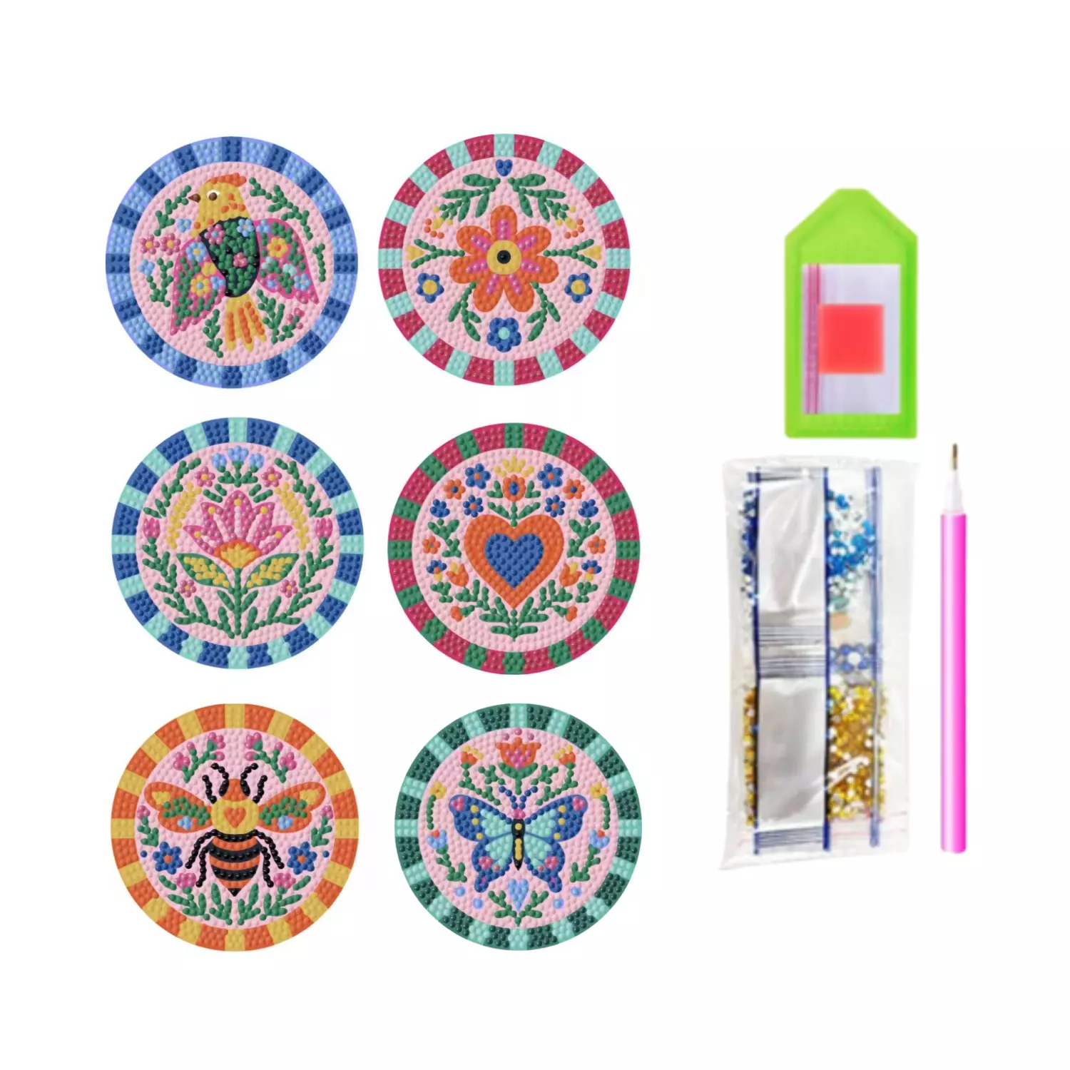 Posavasos Pintura con diamantes Florifunk-1
