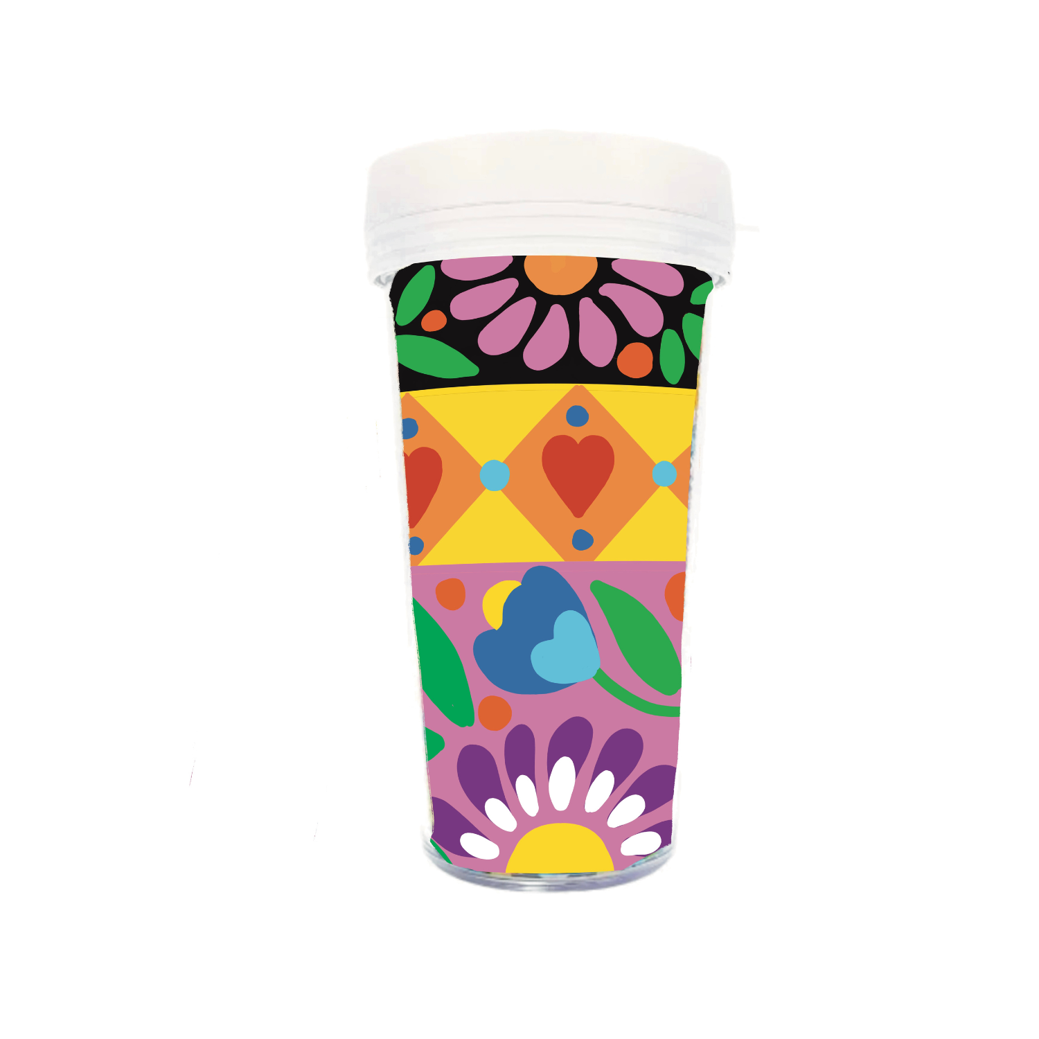 Vaso Pintura con Diamantes - Flores Coloridas-0