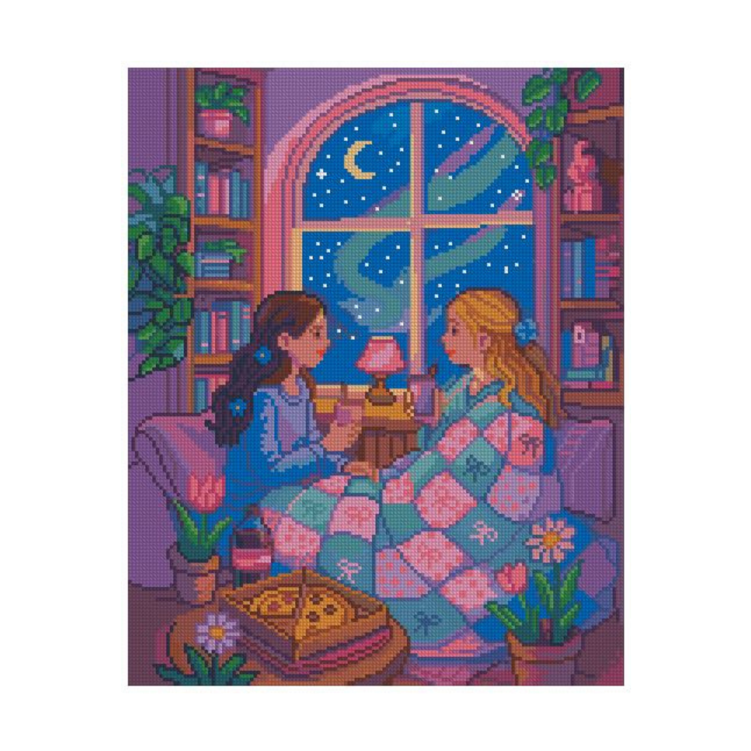 Pintura Con Diamantes Con Bastidor 40x50cm - Diamond Painting - Cozy noche-2