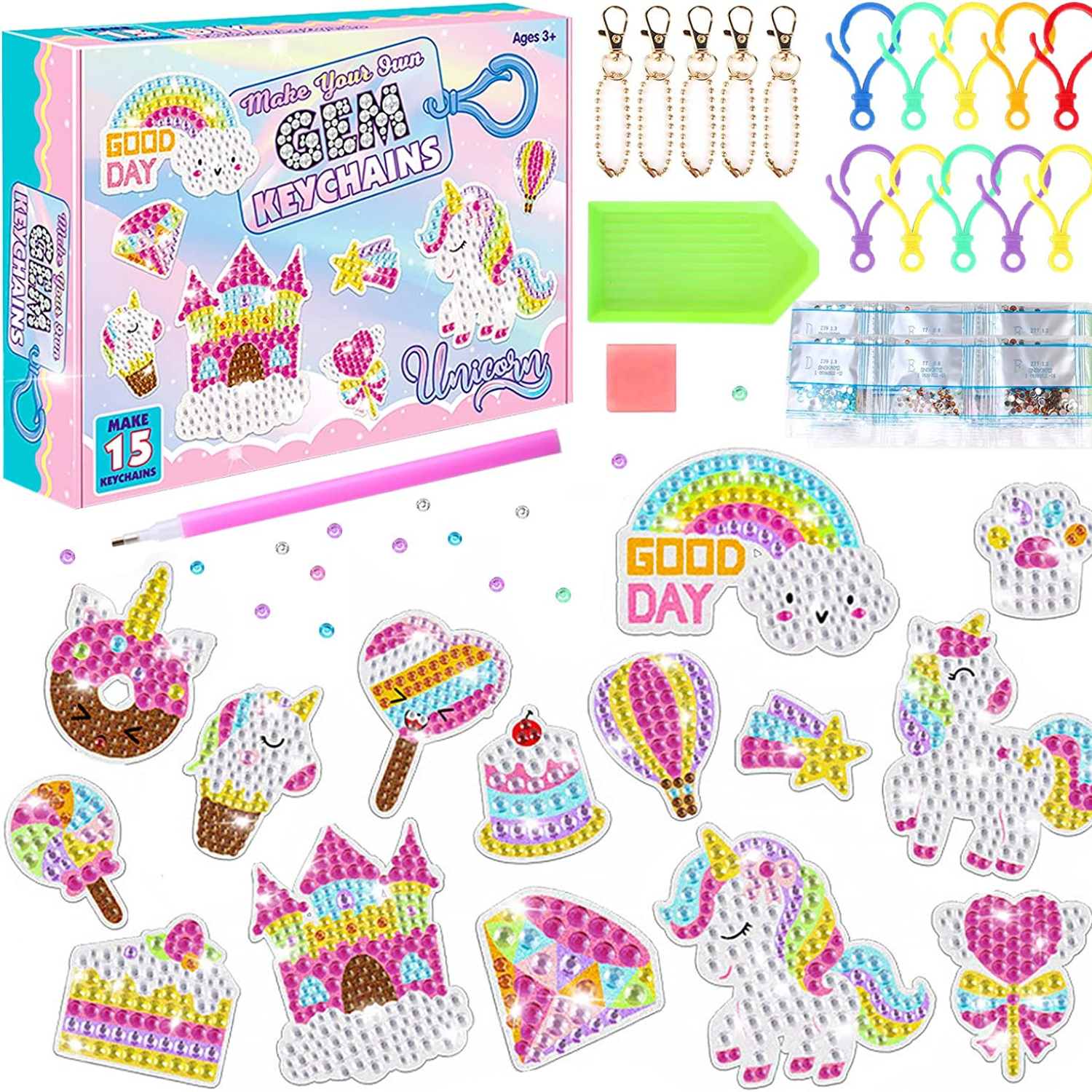 Set de llaveros pintura diamante - Unicornio-0
