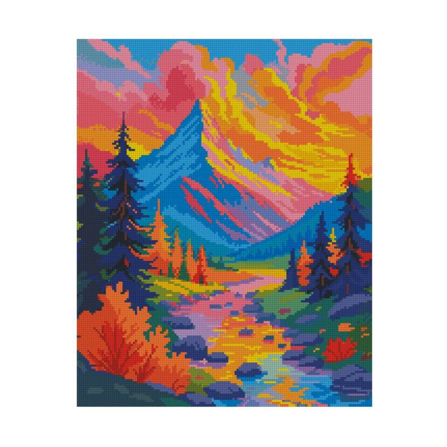 Pintura Con Diamantes Con Bastidor 40x50cm - Diamond Painting - Nevado y rio-2