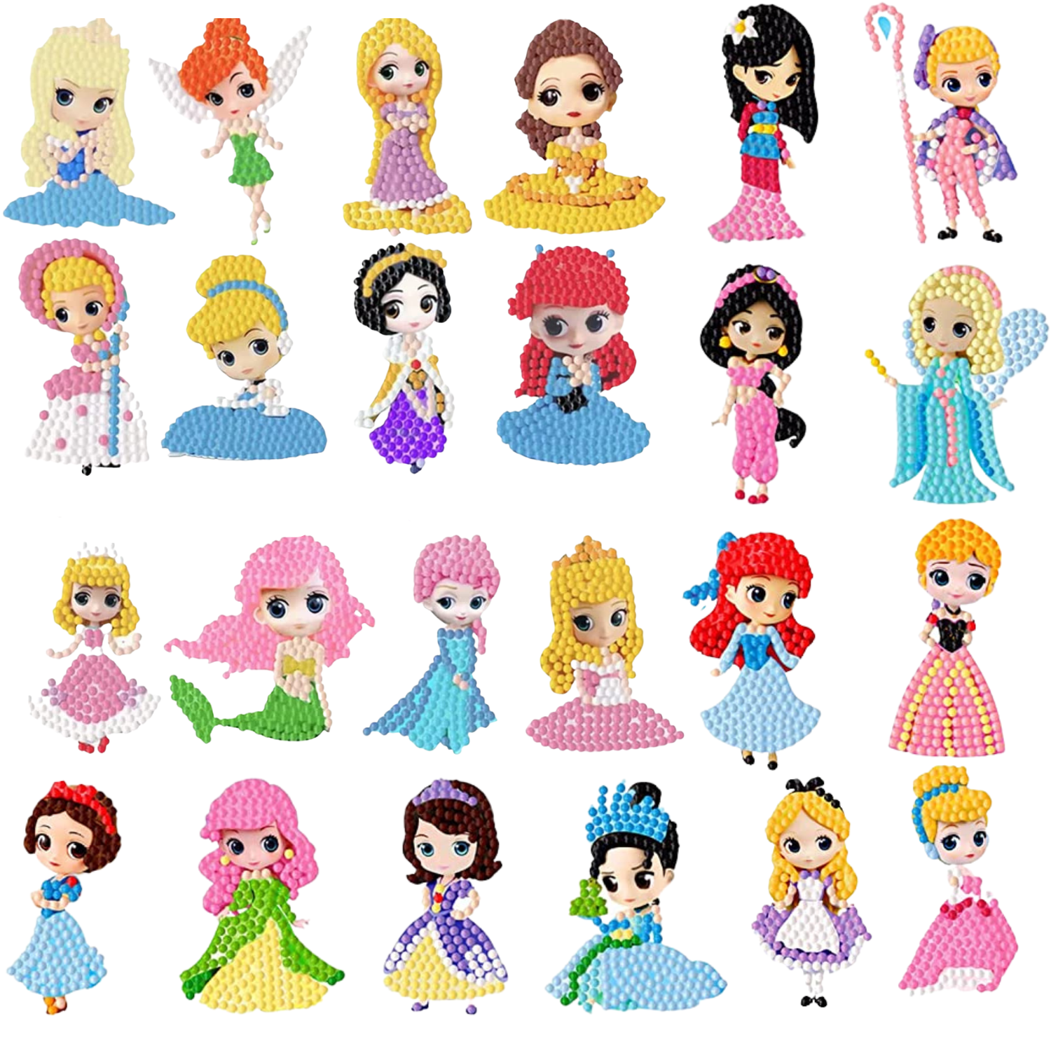 Kit Stickers pintura con diamantes -Princesas kit grande-0